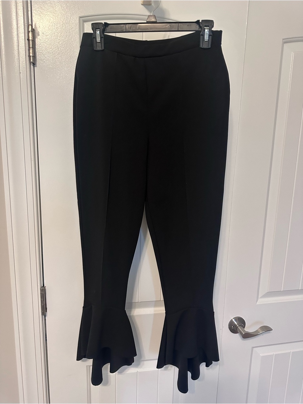 Missguided+ Black Flared Ruffle-Hem Trousers